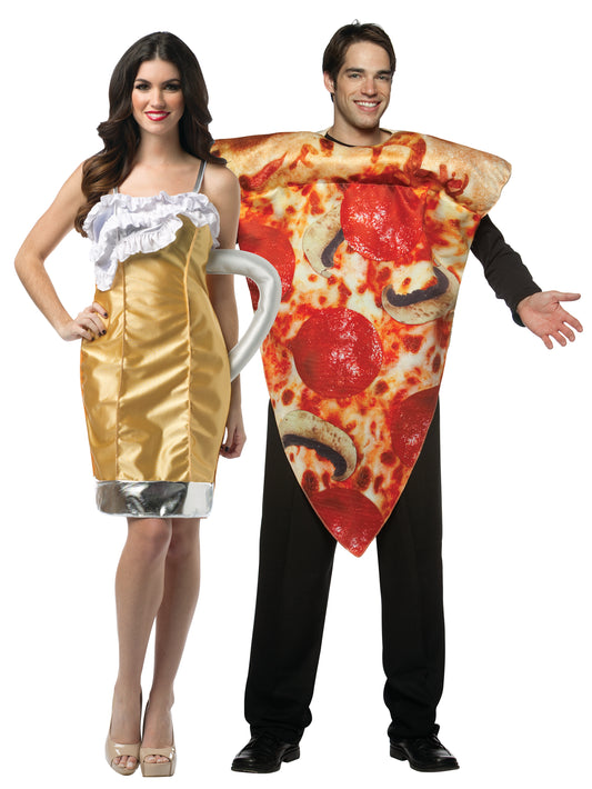 Pizza Slice & Beer Mug Dress Couples Costume, Adult One Size & Women's 4-10