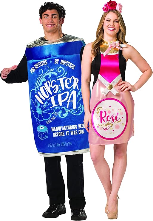 Craft Beer & Wine Rose` Dress Couples Costume, Adult One Size & Women's Size 4-10
