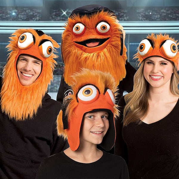 NHL's Philadelphia Flyers Gritty Mascot Head-wear 4 Piece Fan Pack, Adult One Size