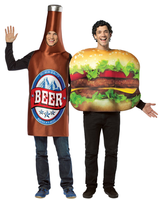 Beer Bottle & Cheeseburger Couples Costume, Adult One Size