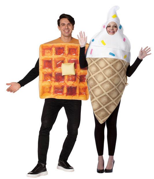 Waffle & Ice Cream Cone Couples Costume, Adult One Size