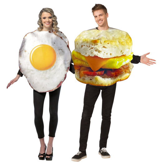 Breakfast Sandwich & Fried Egg Couples Costume, Adult One Size