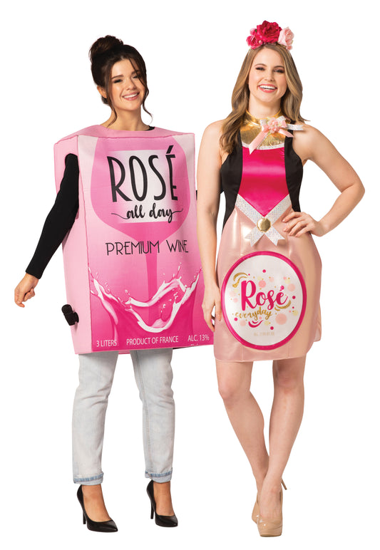 Wine Box Rose & Wine Rose` Dress Couples Costume, Adult One Size & Women's Size 4-10