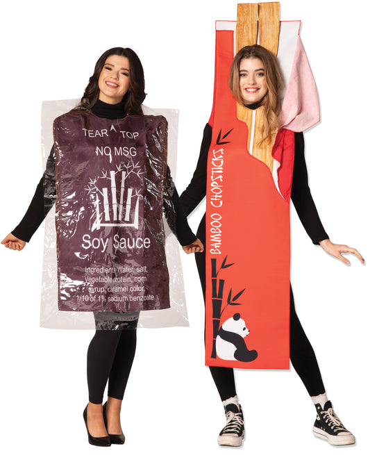 Soy Sauce & Chopsticks Couples Costume, Adult One Size