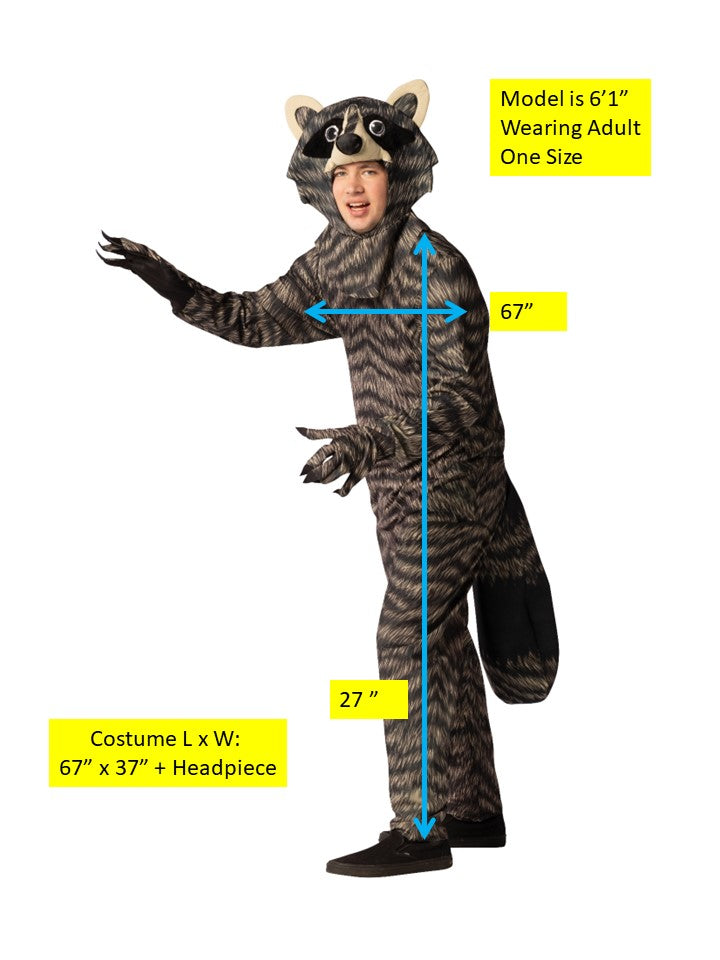 Racoon Halloween Costume, Adult One Size