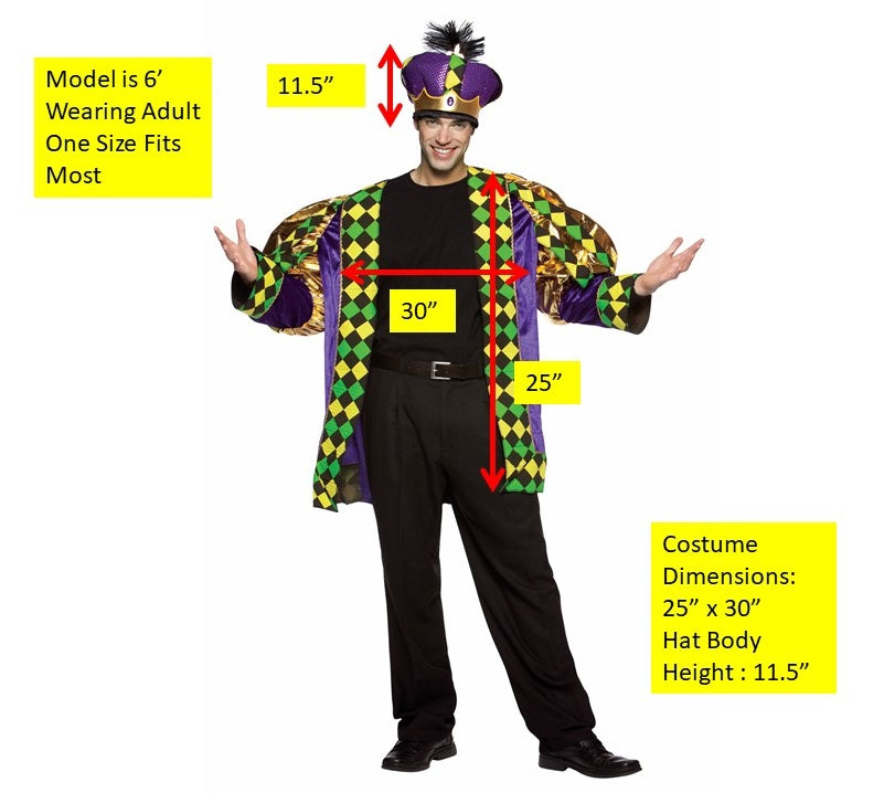 Mardi Gras King Costume, Adult One Size