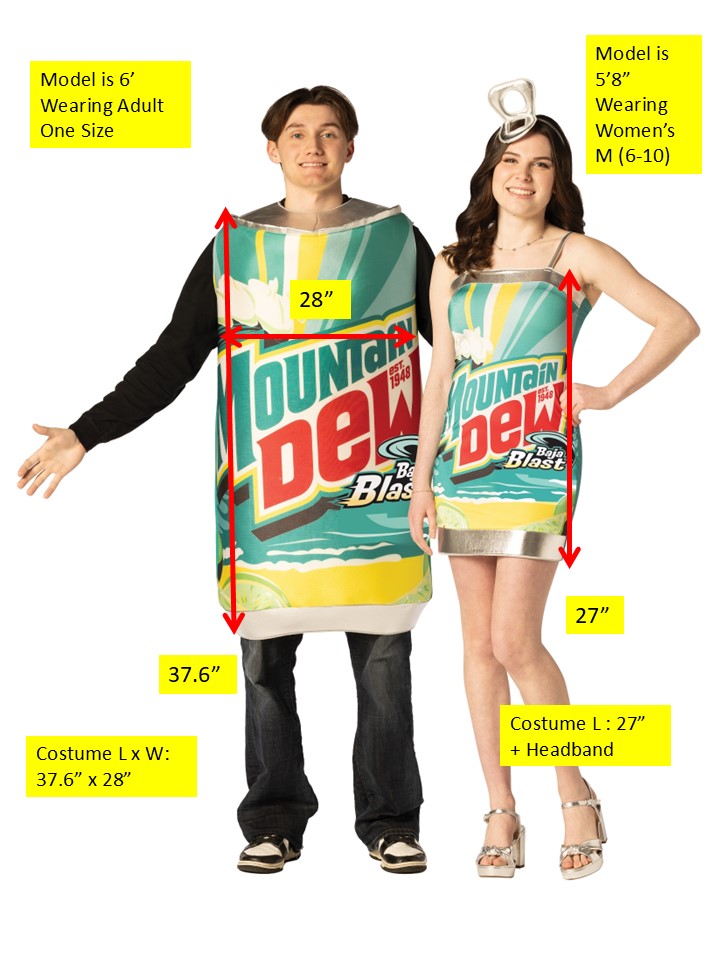 Dew Me Once - Mountain Dew Baja Blast Dress M & Tunic Couples Halloween Costume, Women's Size Medium & Adult One Size