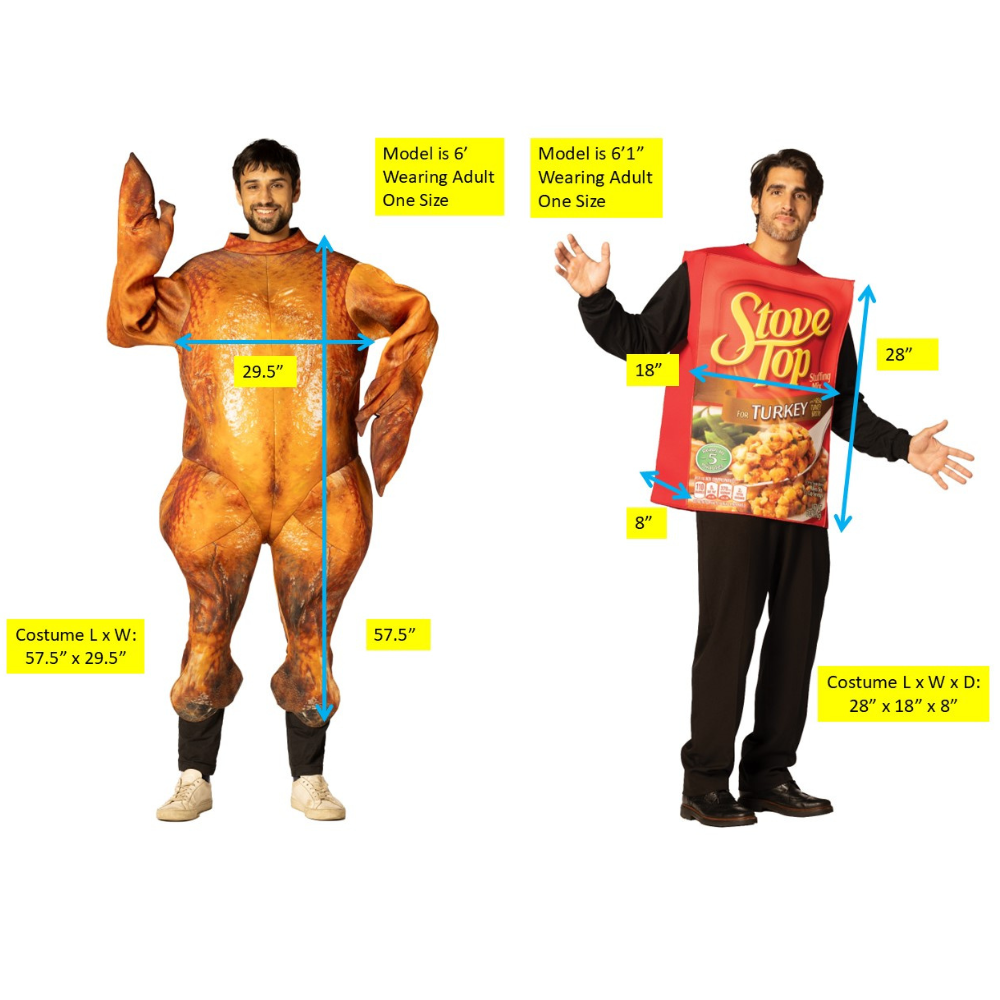 Thanksgiving Feast - Kraft Stove Top Turkey Stuffing & Cooked Turkey Couples Costume, Adult One Size