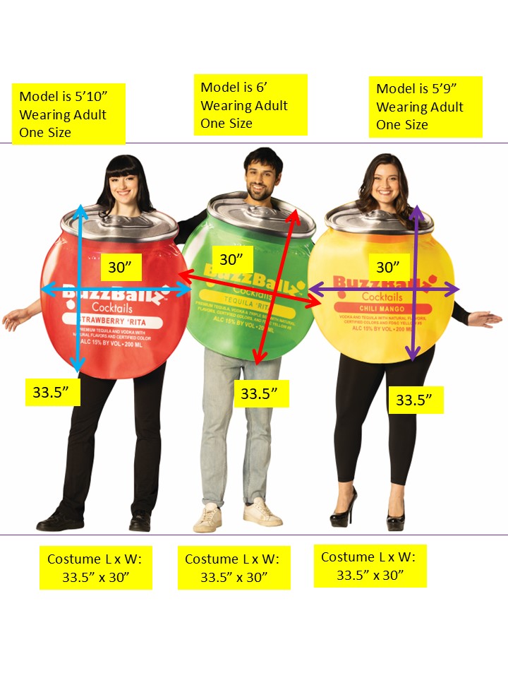 BuzzBallz Tequila 'Rita, Chili Mango & Strawberry 'Rita Group Costume, Adult One Size