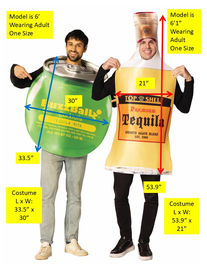 Tequila Rita Couple - BuzzBallz Tequila 'Rita & Tequila Bottle Couples Costume, Adult One Size