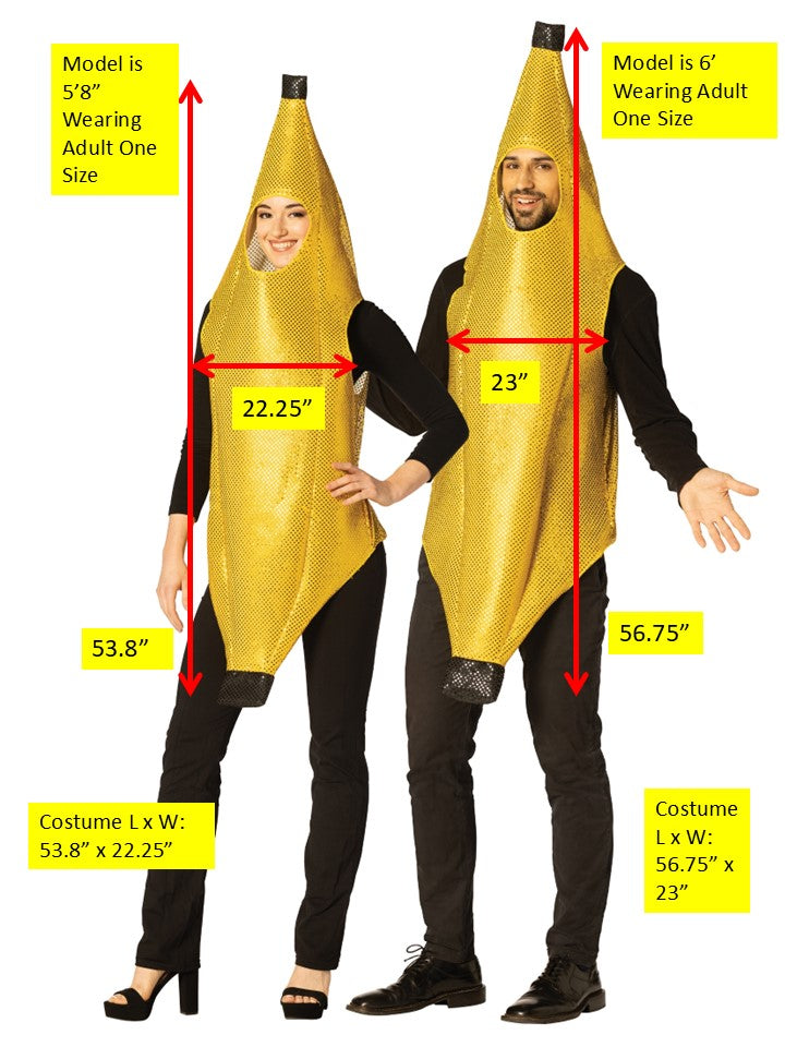 Glitzy Banana XXS & OS Couple Costume, Sizes XXS & Adult One Size