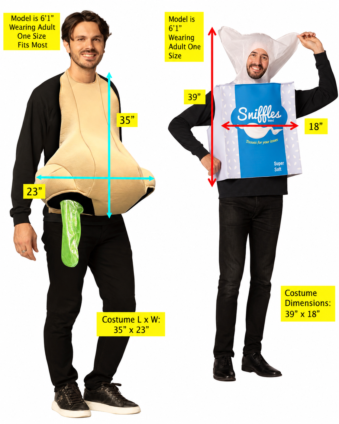 Nose with Green Booger & Tissue Box Couple Costume, One Size Fits Most