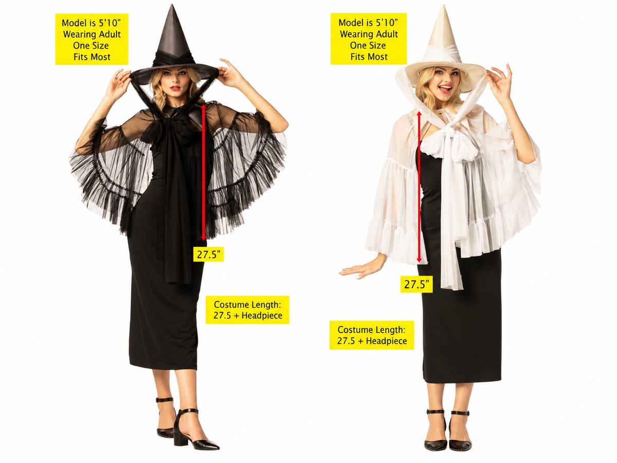 Charm & Curse Witch Hat & Cape, Black & White, Couple Costume