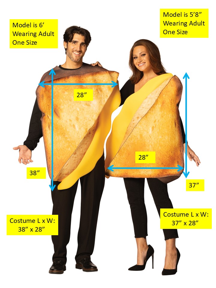 Grilled Cheese Sandwich Couple Costume, Adult One Size