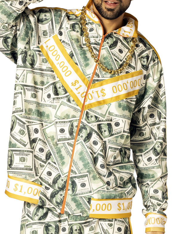 Money Suit Jacket, Pants and Hat Costume, Men's Size Large -  Extra Large