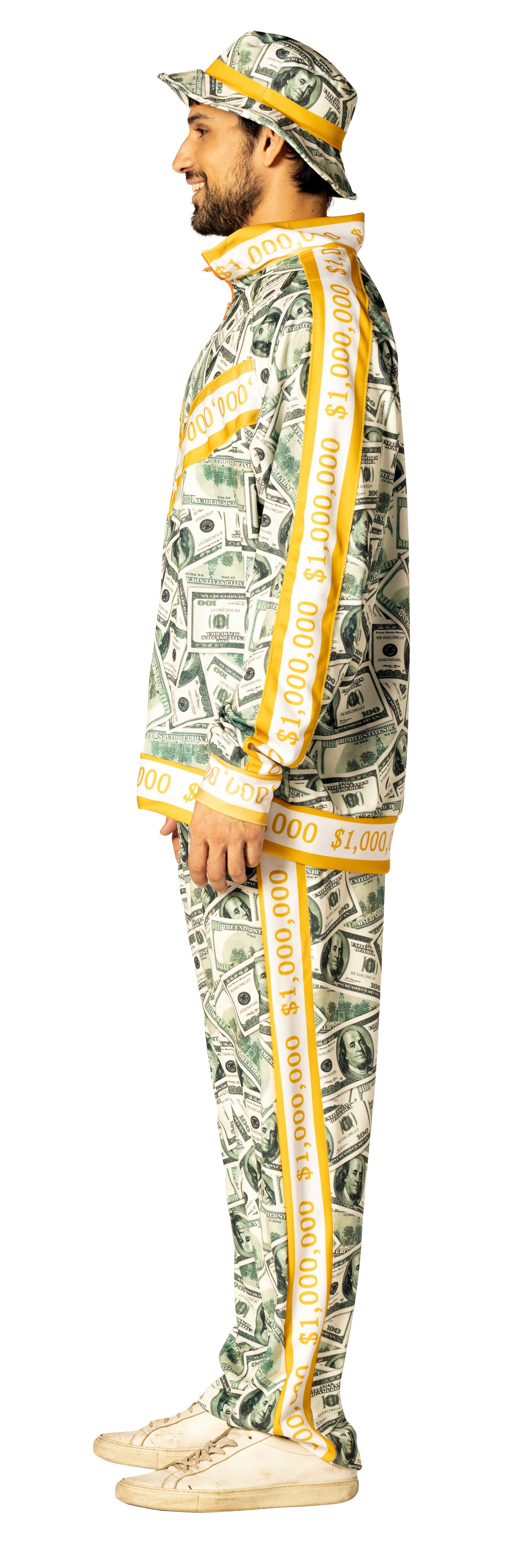 Money Suit Jacket, Pants and Hat Costume, Men's Size Large -  Extra Large