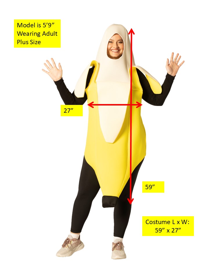 Peeled Banana Halloween Costume, Adult Plus Size