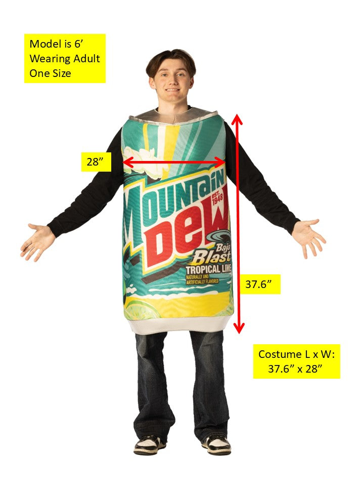 Mountain Dew Baja Blast Can Costume, Adult One Size