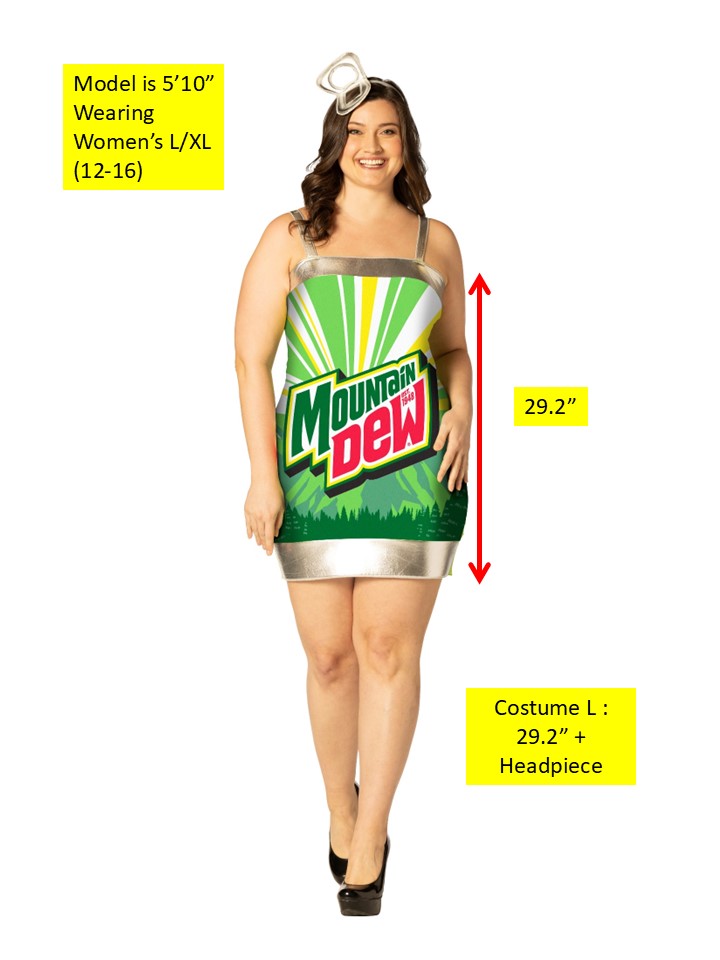 Mountain Dew Dress Costume, Women's Various Sizes