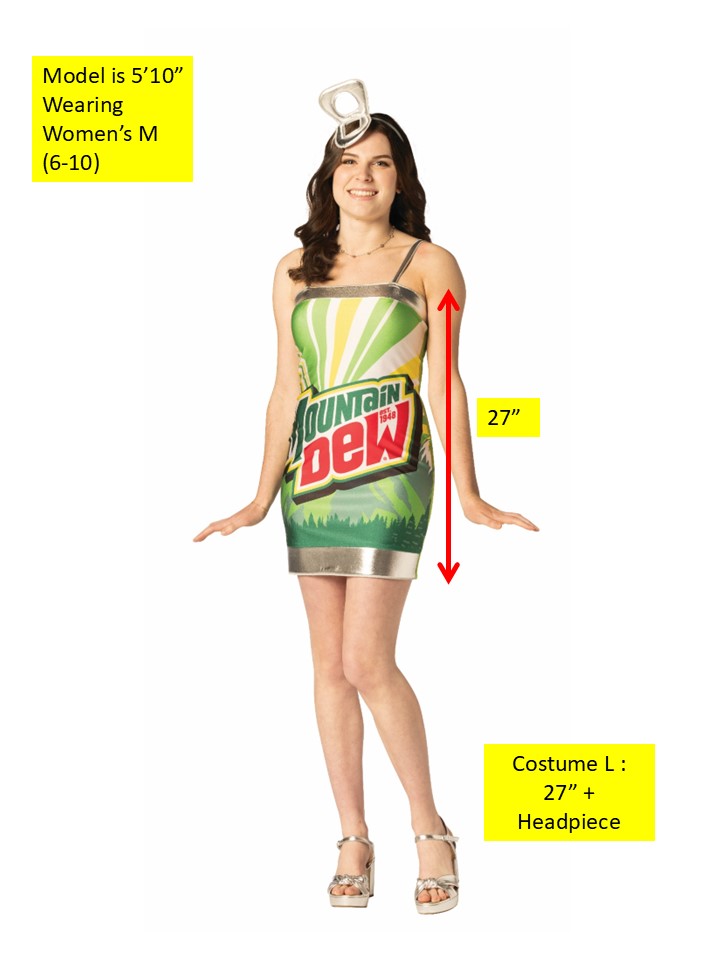 Mountain Dew Dress Costume, Women's Various Sizes