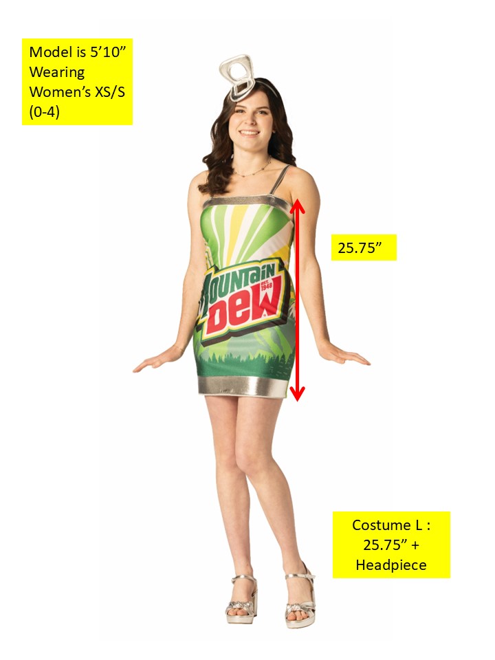 Mountain Dew Dress Costume, Women's Various Sizes