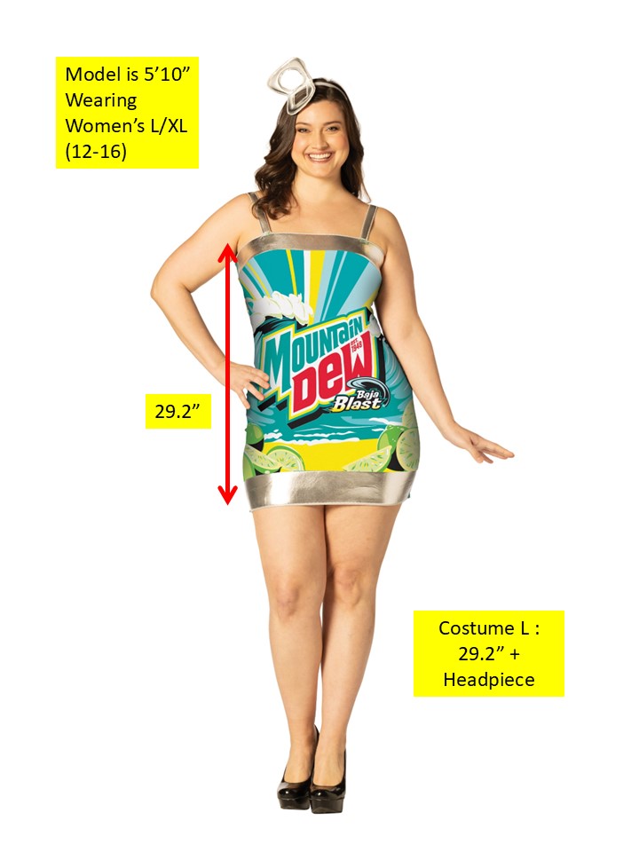 Mountain Dew Baja Blast Dress Costume, Women's Various Sizes