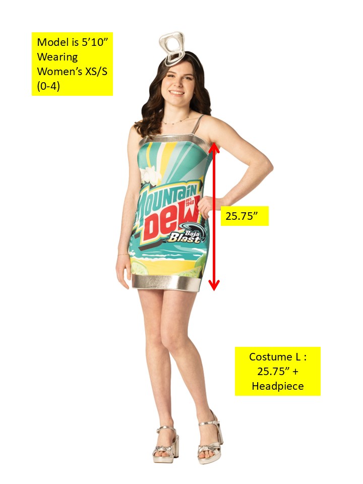 Mountain Dew Baja Blast Dress Costume, Women's Various Sizes