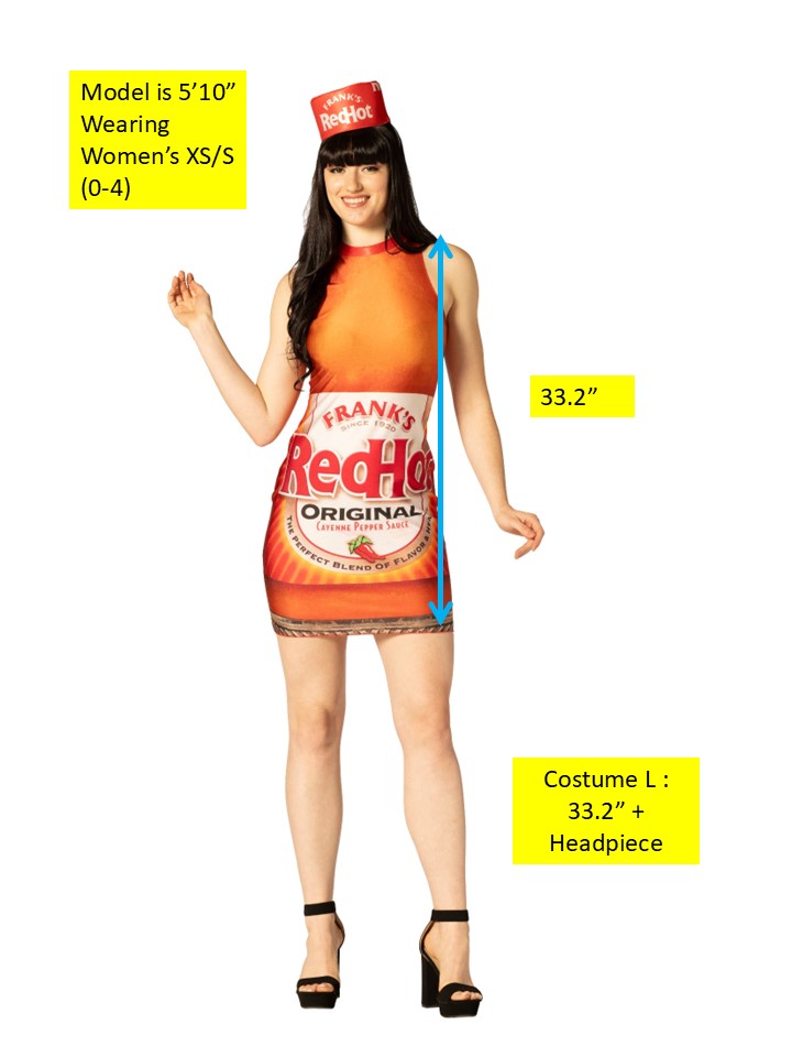 Frank's Red Hot Sauce Dress Costume, Women's Various Sizes