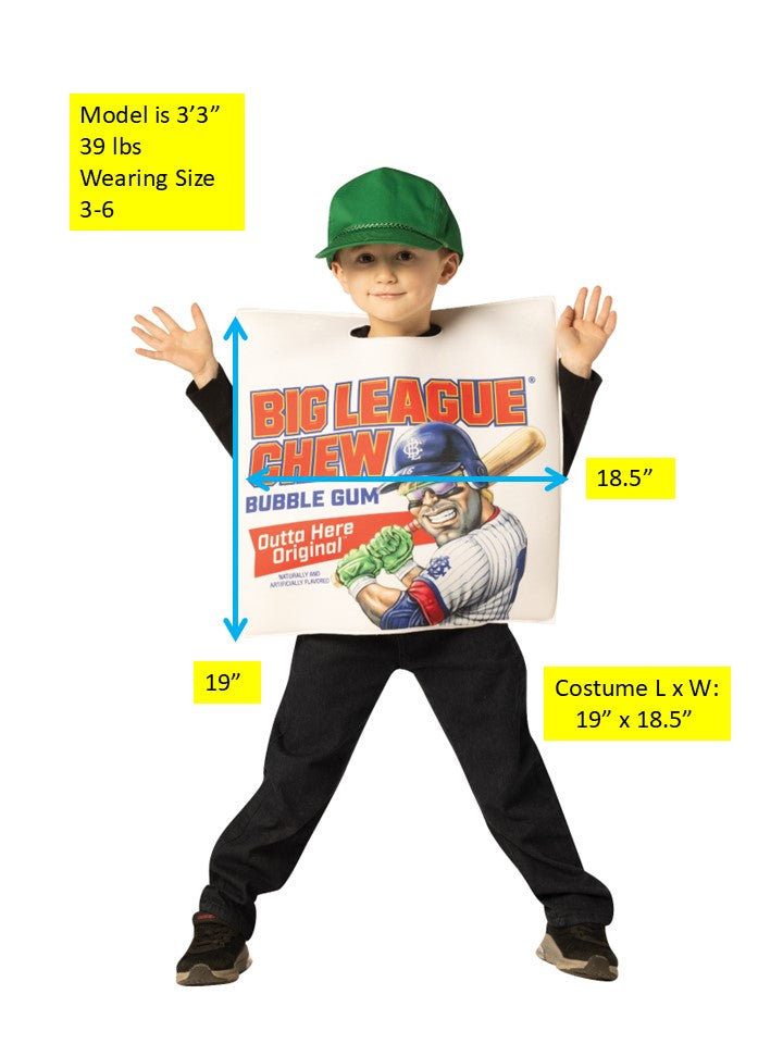 Big League Chew Gum Original Costume, Child Sizes 3-6 & 7-10