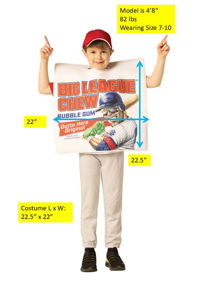 Big League Chew Gum Original Costume, Child Sizes 3-6 & 7-10
