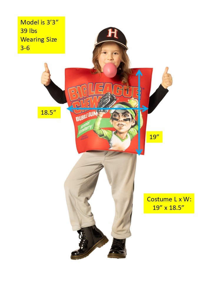 Big League Chew Gum Strawberry Costume, Child Sizes 3-6 & 7-10