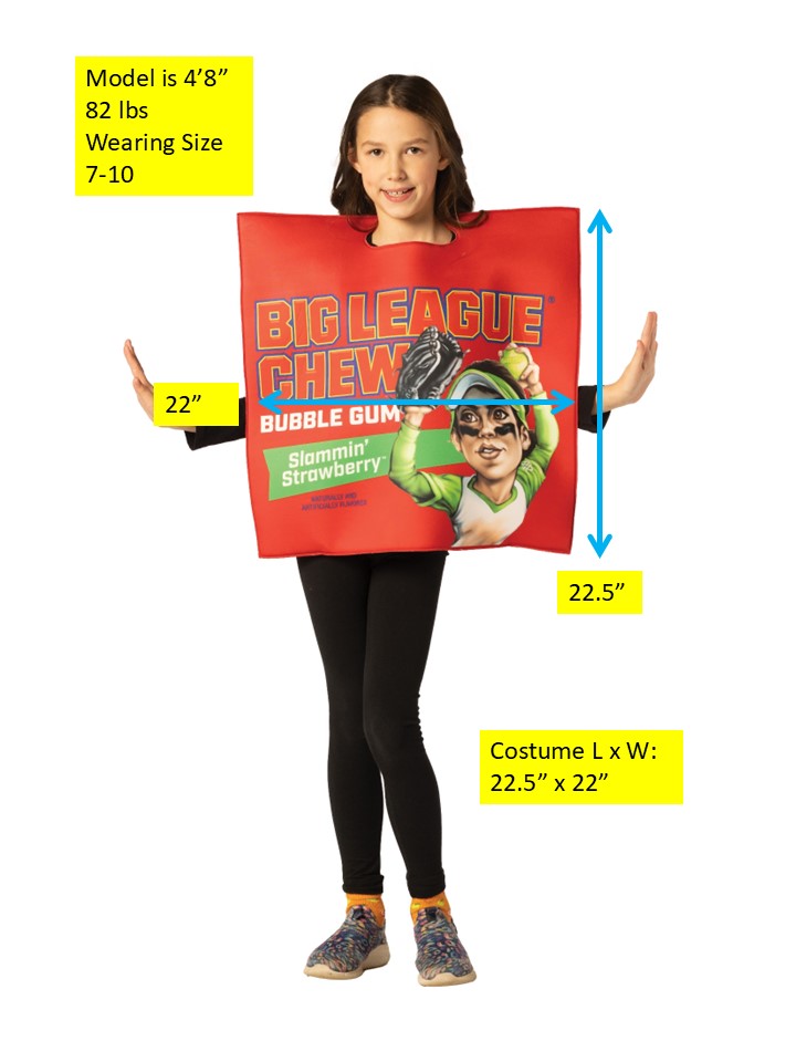 Big League Chew Gum Strawberry Costume, Child Sizes 3-6 & 7-10