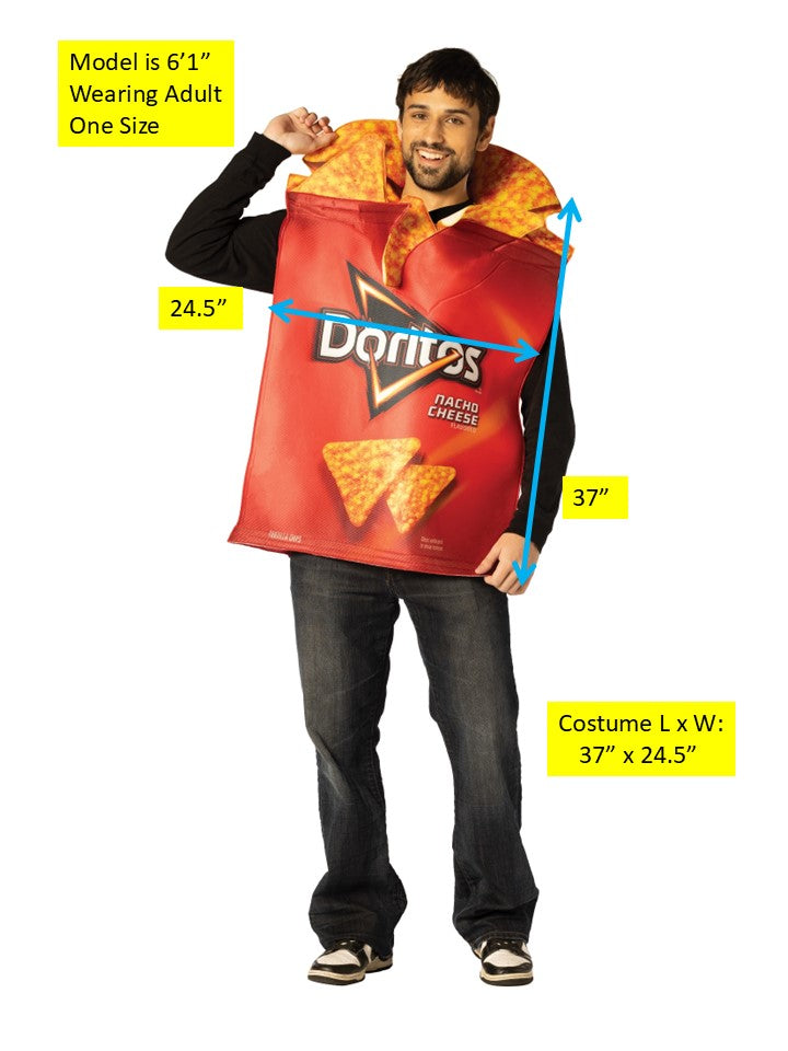 Doritos Nacho Cheese Bag w/Chips Costume, Adult One Size