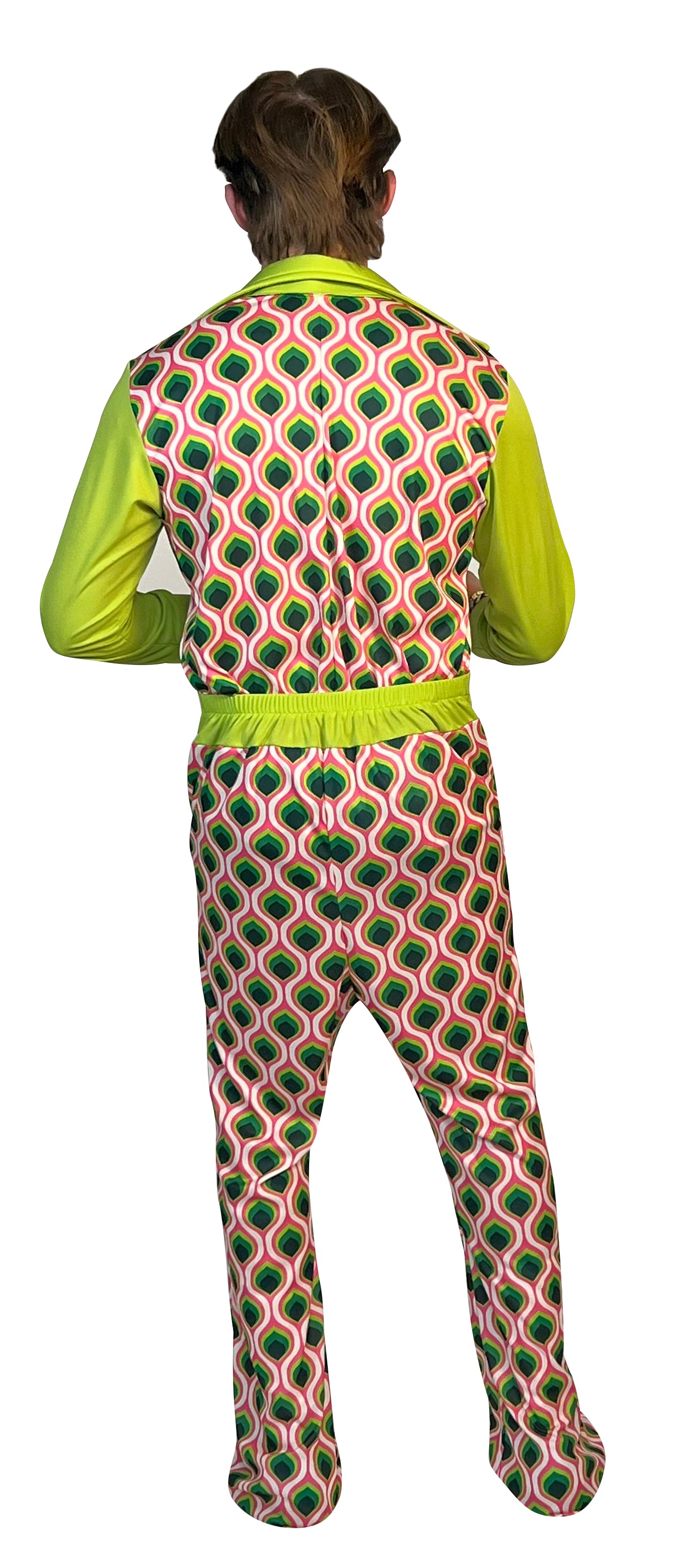Swaggertown Pantsuit Pink & Green Feather Costume, Men's Various Sizes