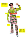 Swaggertown 70's Jumpsuit with Ruffled Shirt Costume, Green, Pink & White, Men's Various Sizes
