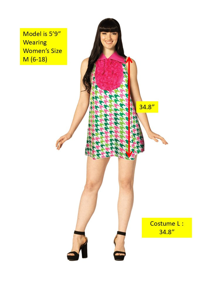 Swaggertown Dress Pink & Green Houndstooth Costume, Women's Various Sizes