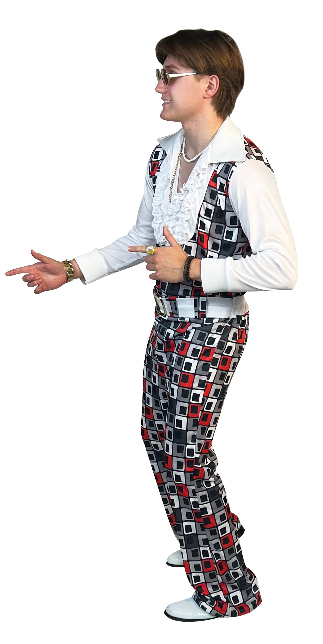 Swaggertown Pantsuit Black & White Cubes Costume, Men's Various Sizes