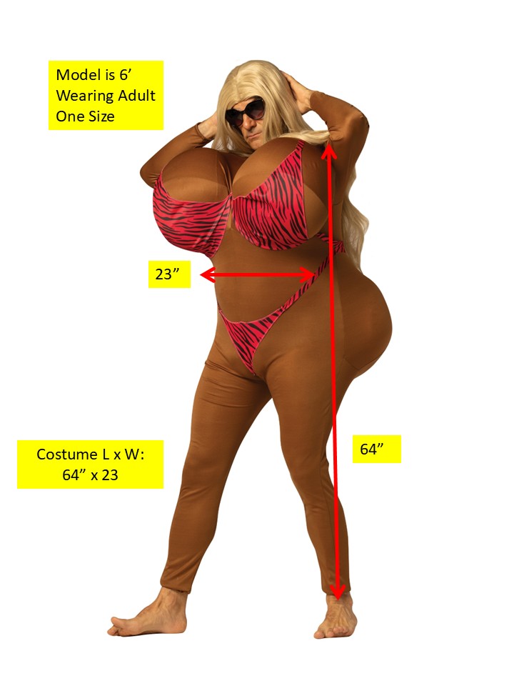 Bronzed Big Bikini Babe Beauty Halloween Costume, Brown, Adult One Size
