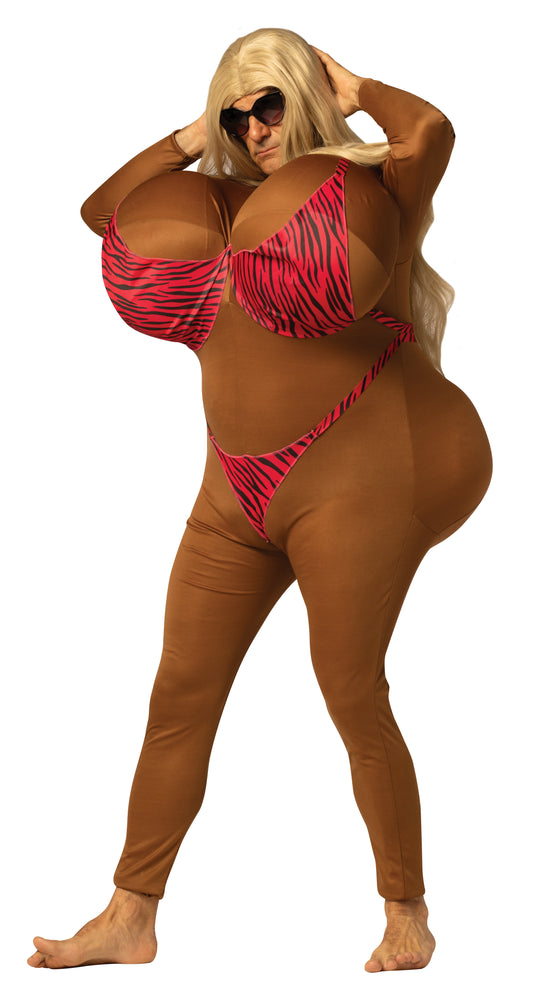 Bronzed Big Bikini Babe Beauty Halloween Costume, Brown, Adult One Size