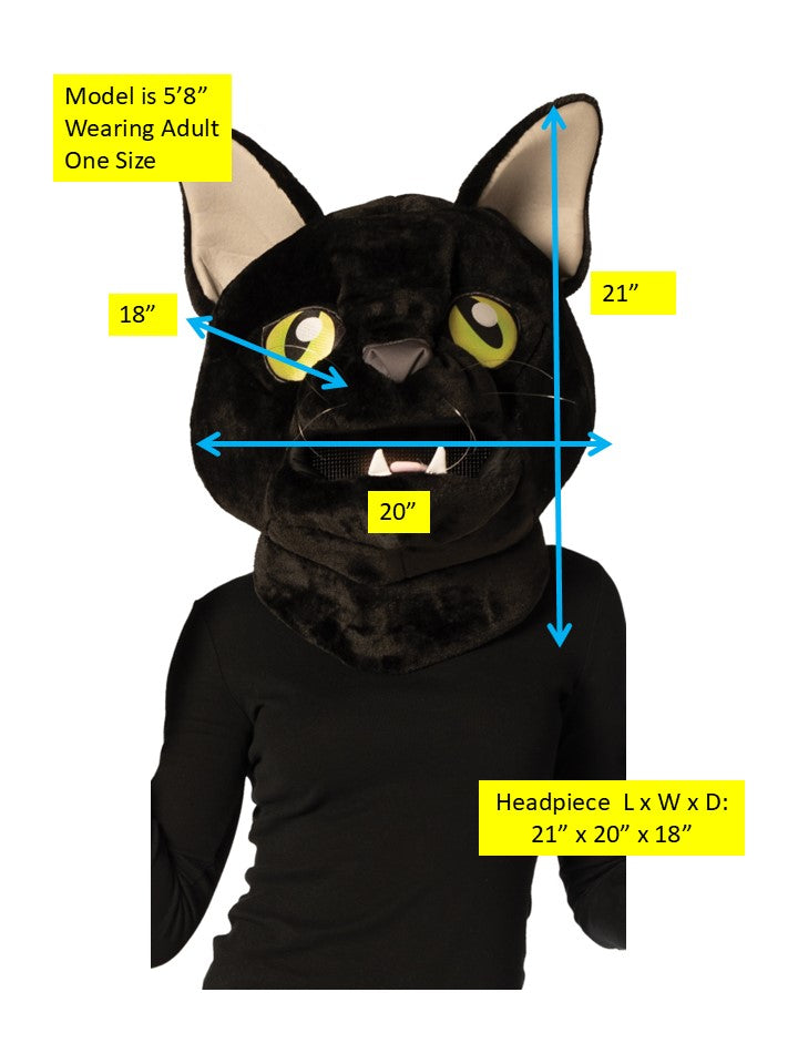 Black Cat Head Halloween Costume, Adult One Size