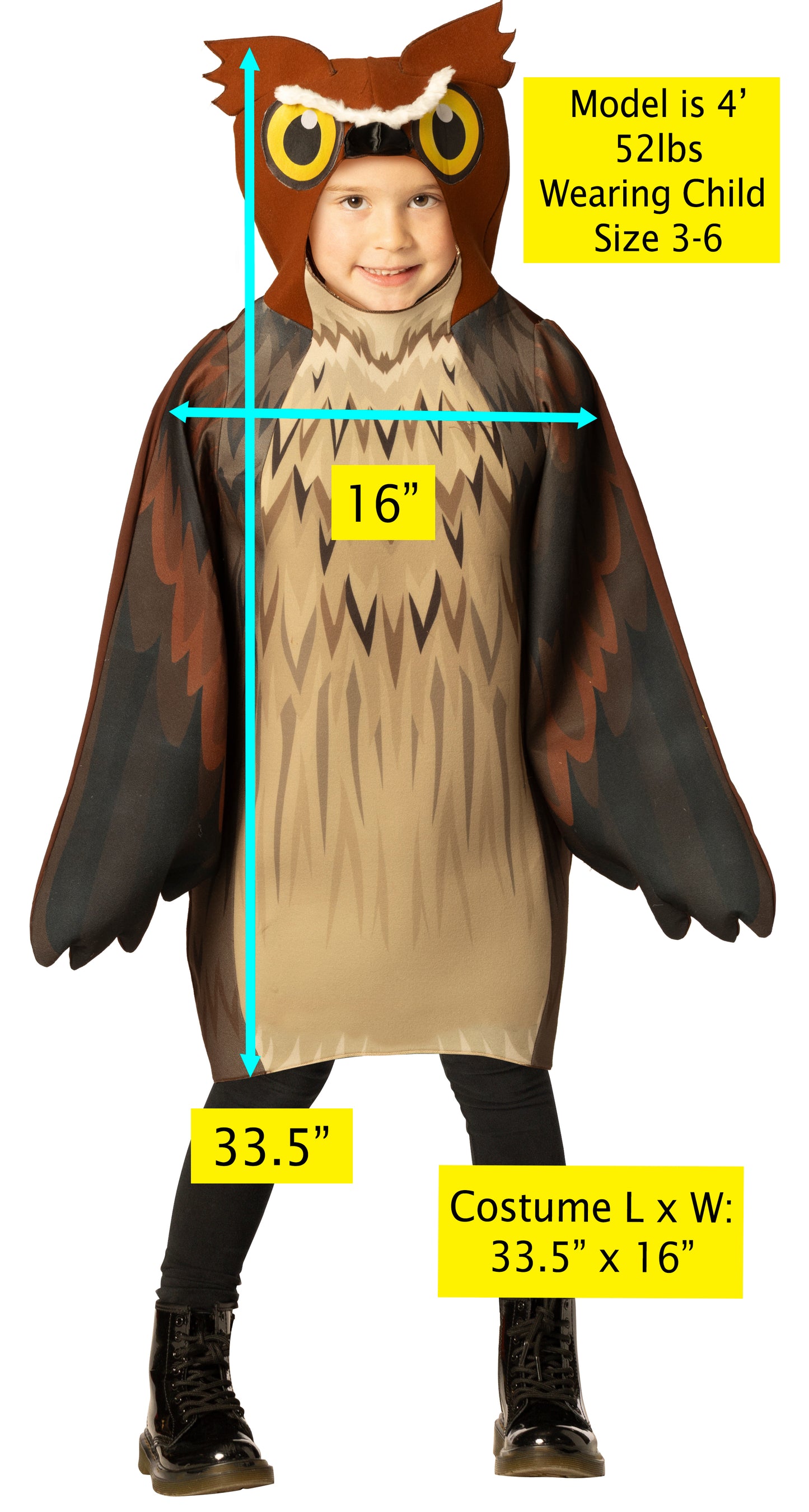 Owl Costume, Child Size 3-6