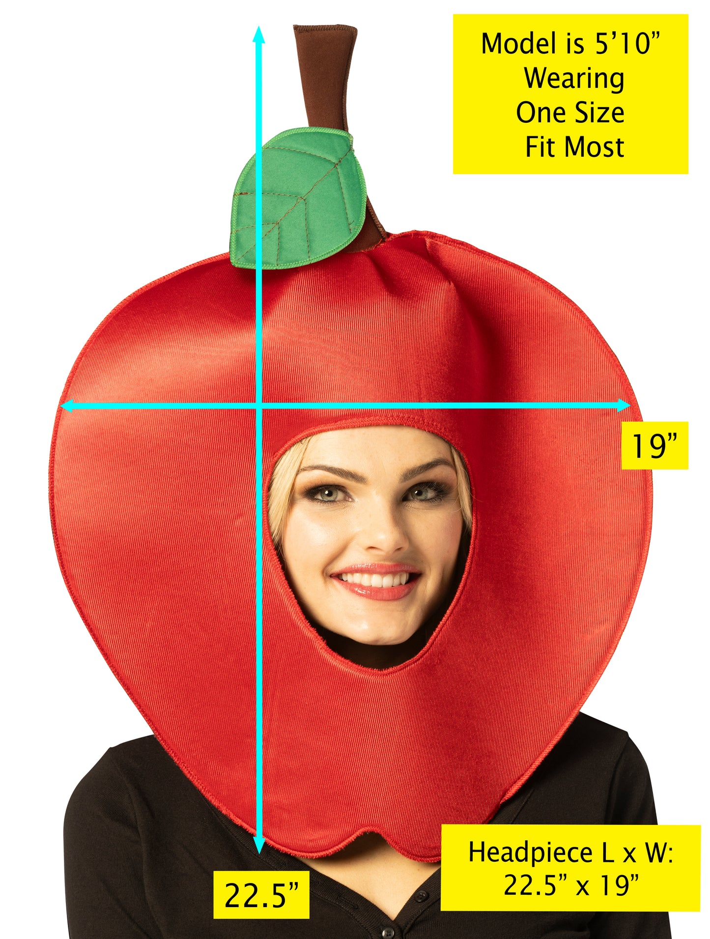 Red Apple Headpiece Costume, One Size Fits Most