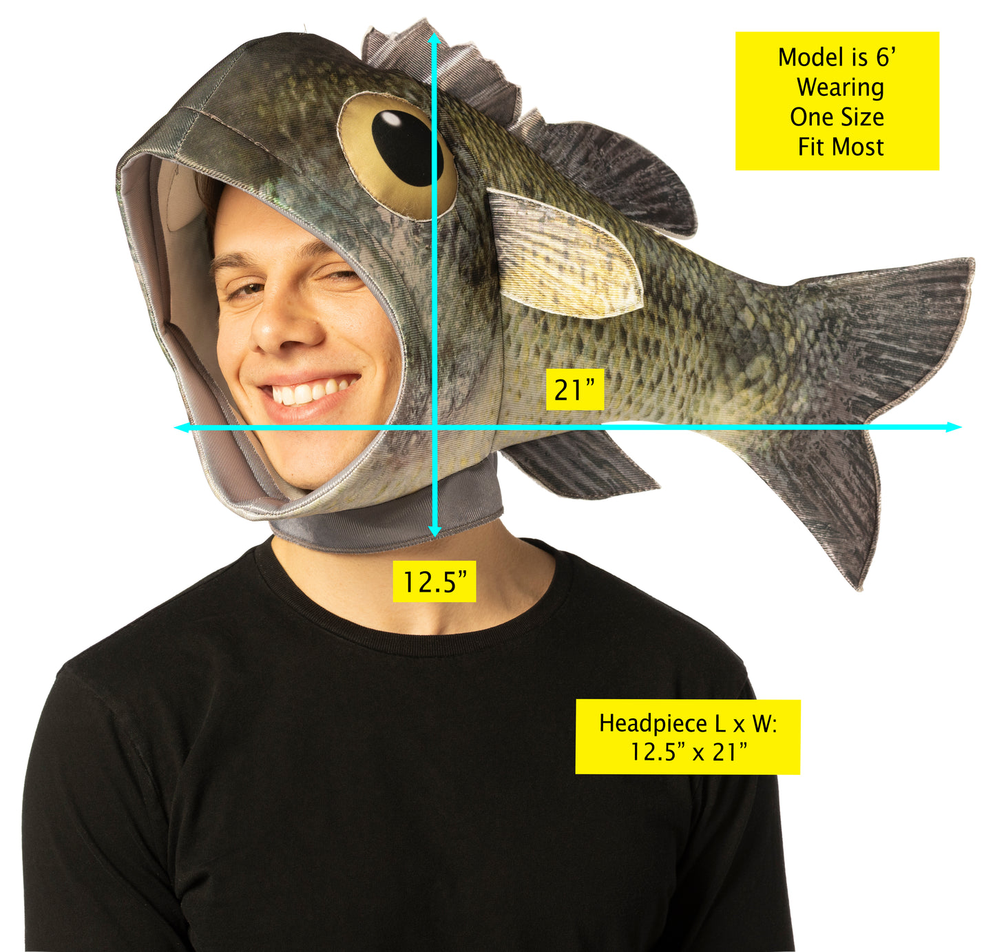 Sea Bass Fish Headpiece Costume Accessory, One Size Fits Most