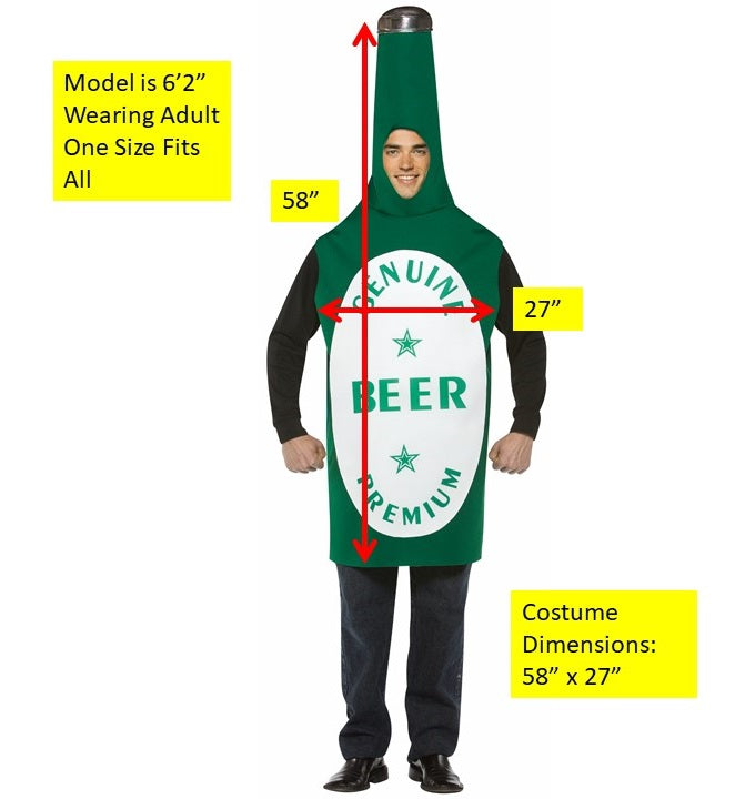 Genuine Beer Bottle Costume, Adult One Size
