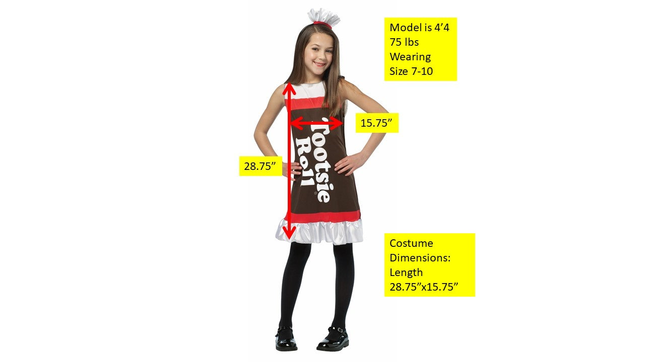 Tootsie Roll Ruffle Dress Costume, Child Size 7-10