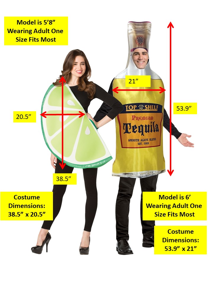 Tequila Bottle & Lime Slice Couple Costume