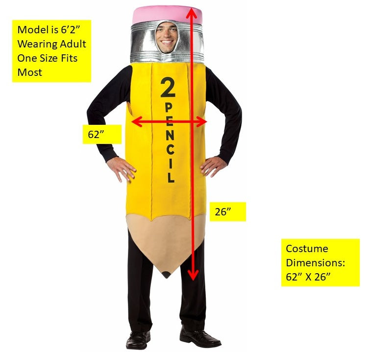 #2 Pencil Costume, Adult One Size