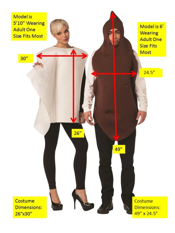 Poop and Toilet Paper Couples Halloween Costume, Adult One Size