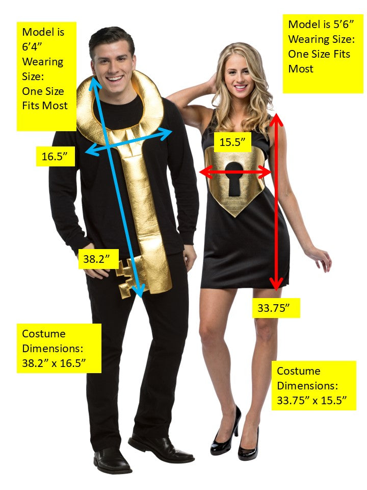 Key to My Heart Couples Costume, One Size & Women's Size 4-10