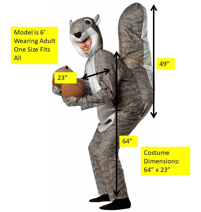 Squirrel Costume with Acorn, Adult One Size